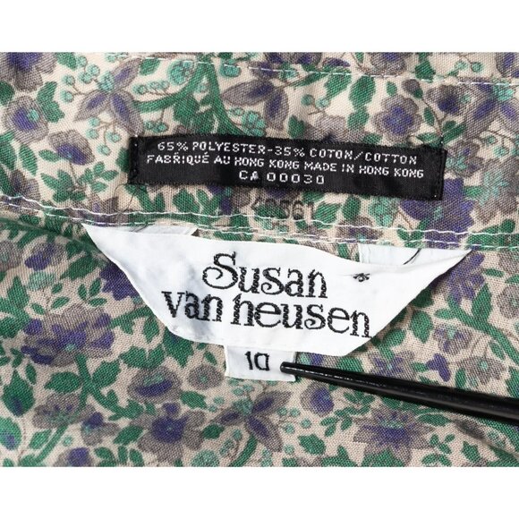 Vintage 1980s Susan Van Heusen Womens Size 10 Floral Shirt Semi Sheer - Picture 6 of 6